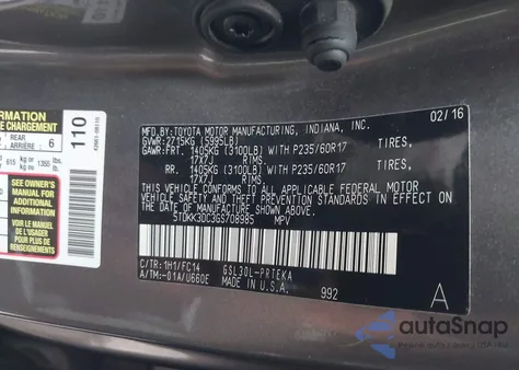 2016 Toyota Sienna Le 7 Passenger из США, поврежденный, VIN 5TDKK3DC3GS708985